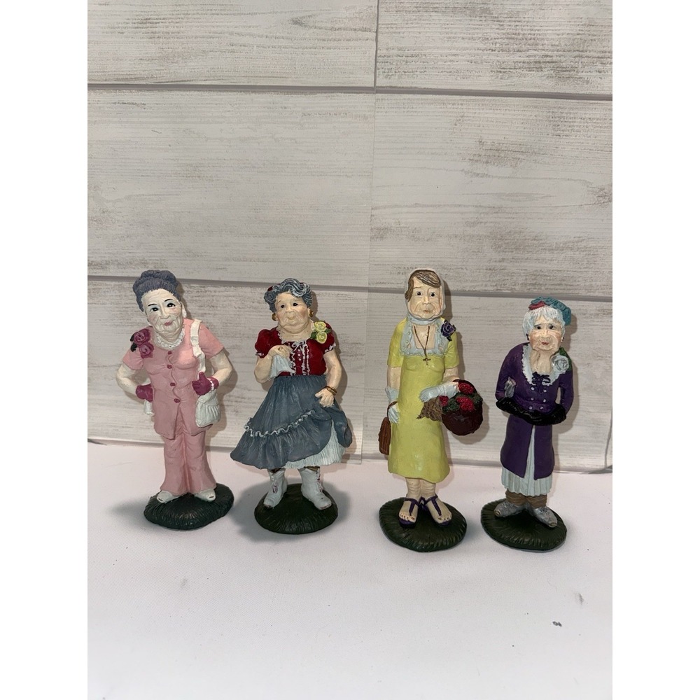 Lot of 4 Crunkleton Figurines Lincoln County Garden Club Sassy Grannies ,Vtg